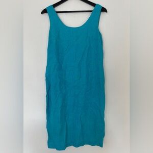 Vintage Sake Teal Linen Dress Size 8